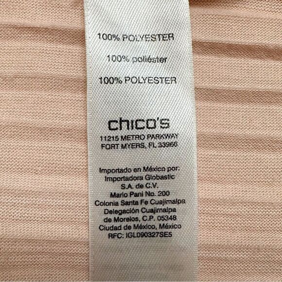 Chico’s Pleated Powder Pink 3/4 Sleeves Pullover Top, Size XL - Picture 8 of 12